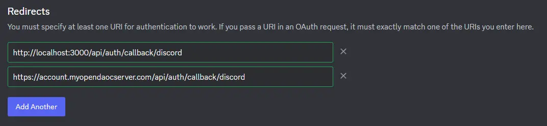 Redirect URL